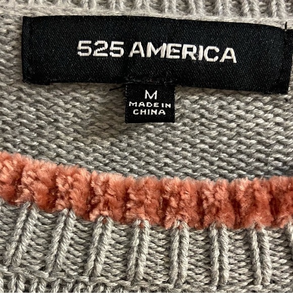 525 America chenille‎ heart sweater grey pullover Medium - Picture 5 of 6